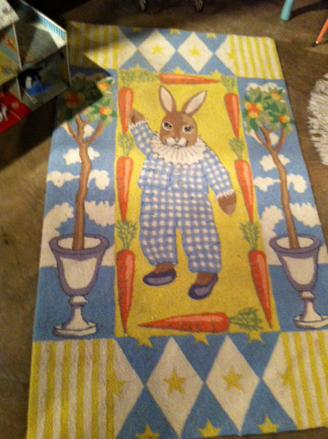 Why is the bunny wearing checked pajamas and an Elizabethan ruff